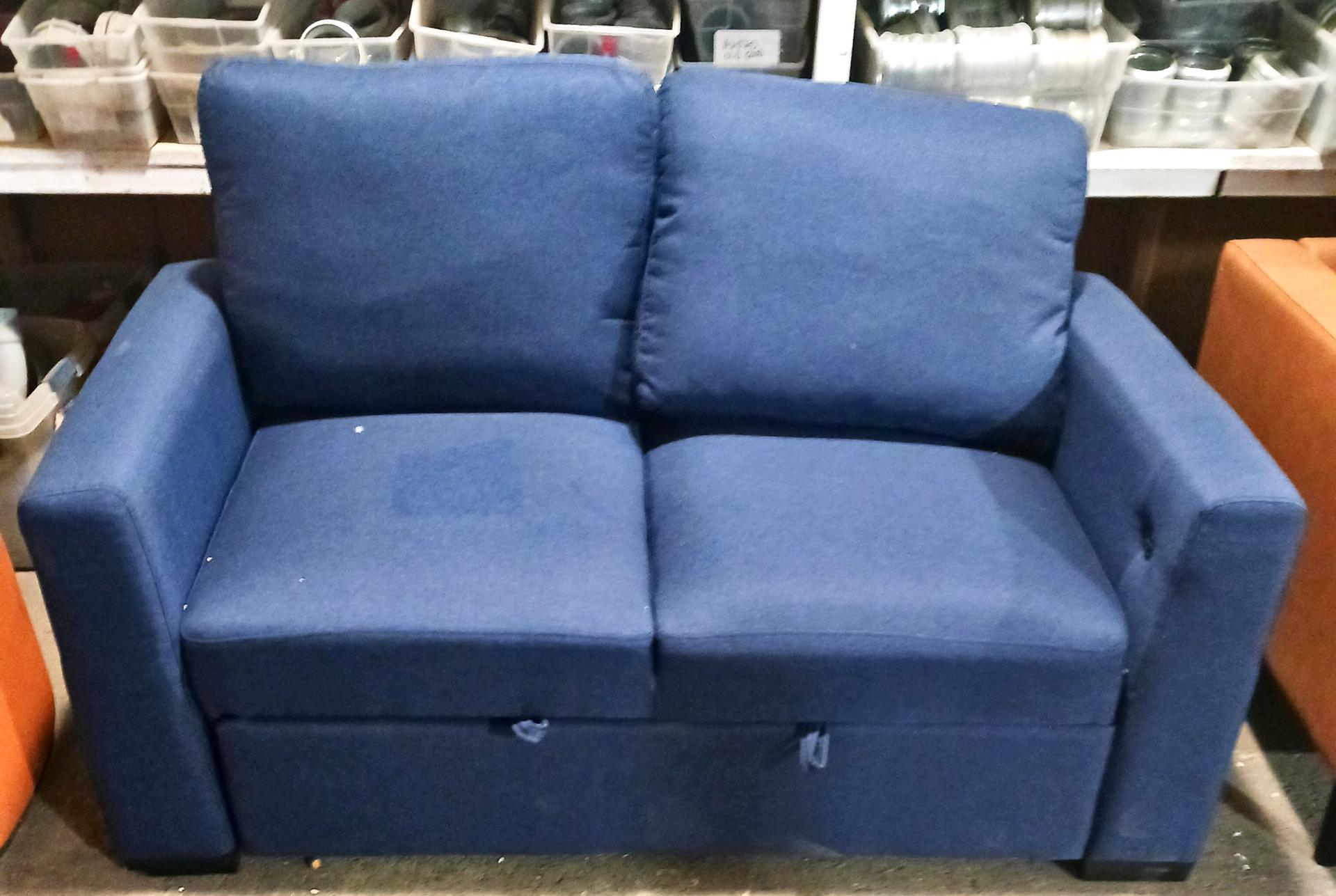 60.2" Linen Upholstered Convertible Sofa Bed with USB Charging Port