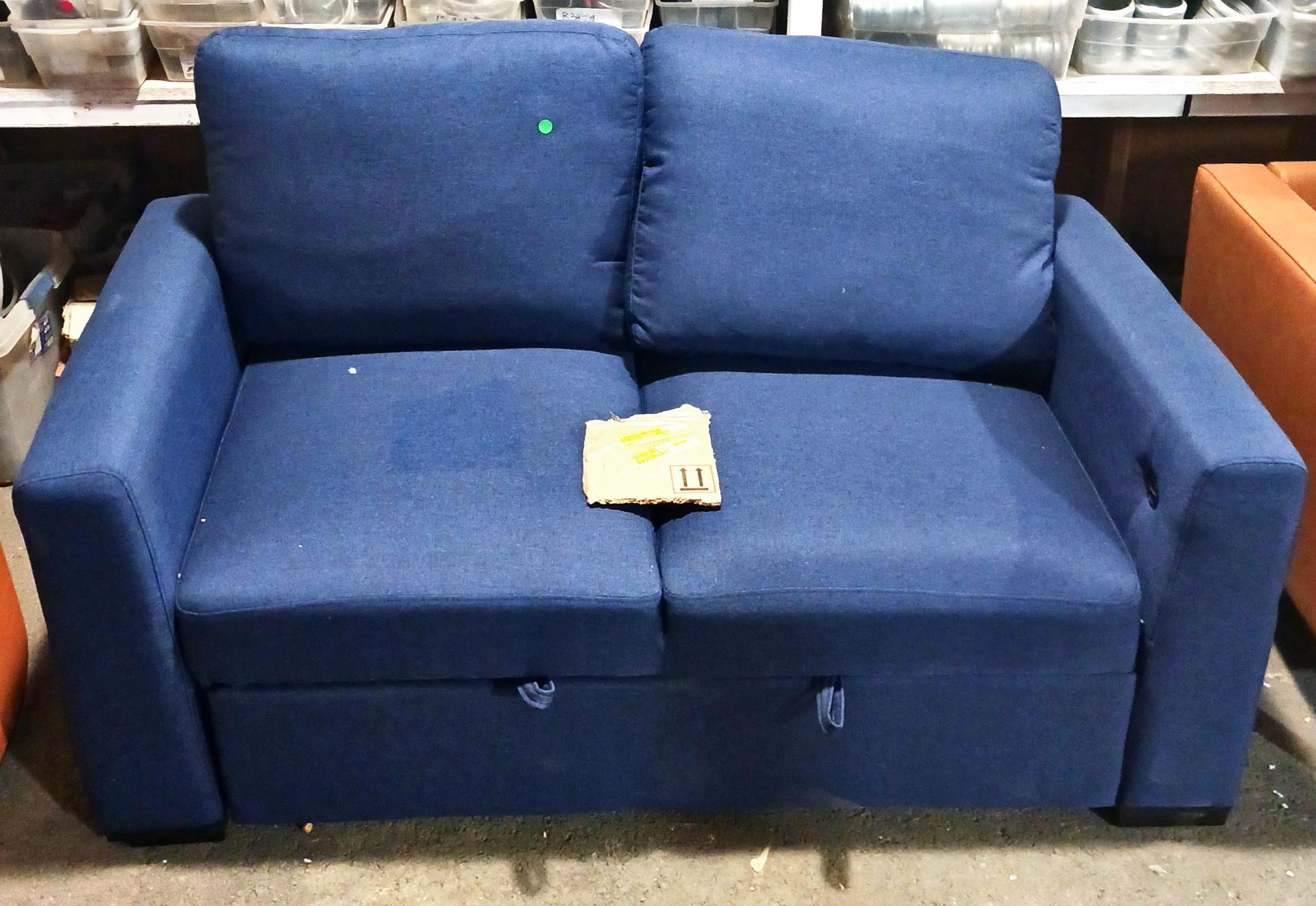 60.2" Linen Upholstered Convertible Sofa Bed with USB Charging Port