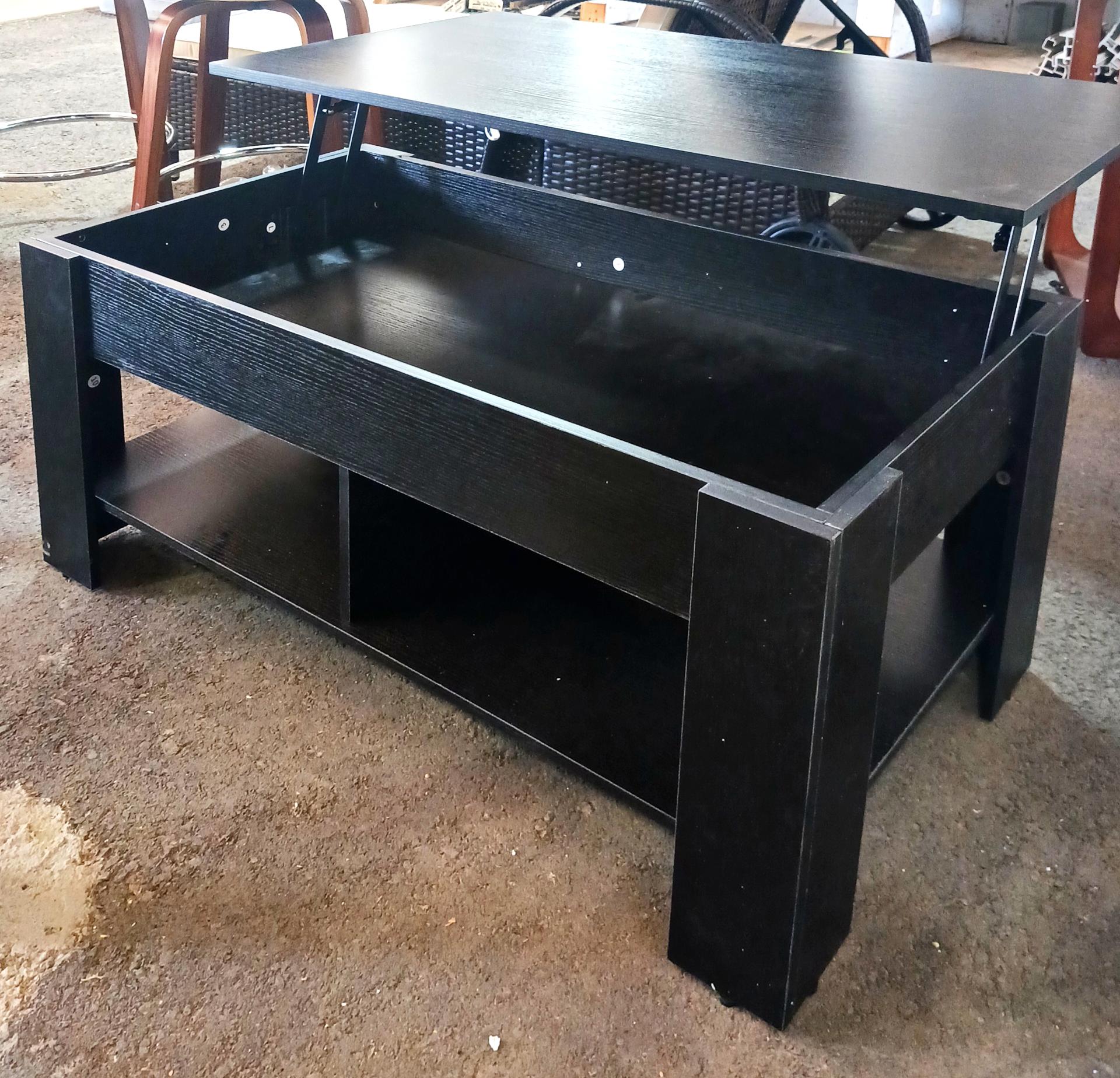 39 in Lift Top Coffee Table with Hidden Compartment & Storage for Living Room, Black